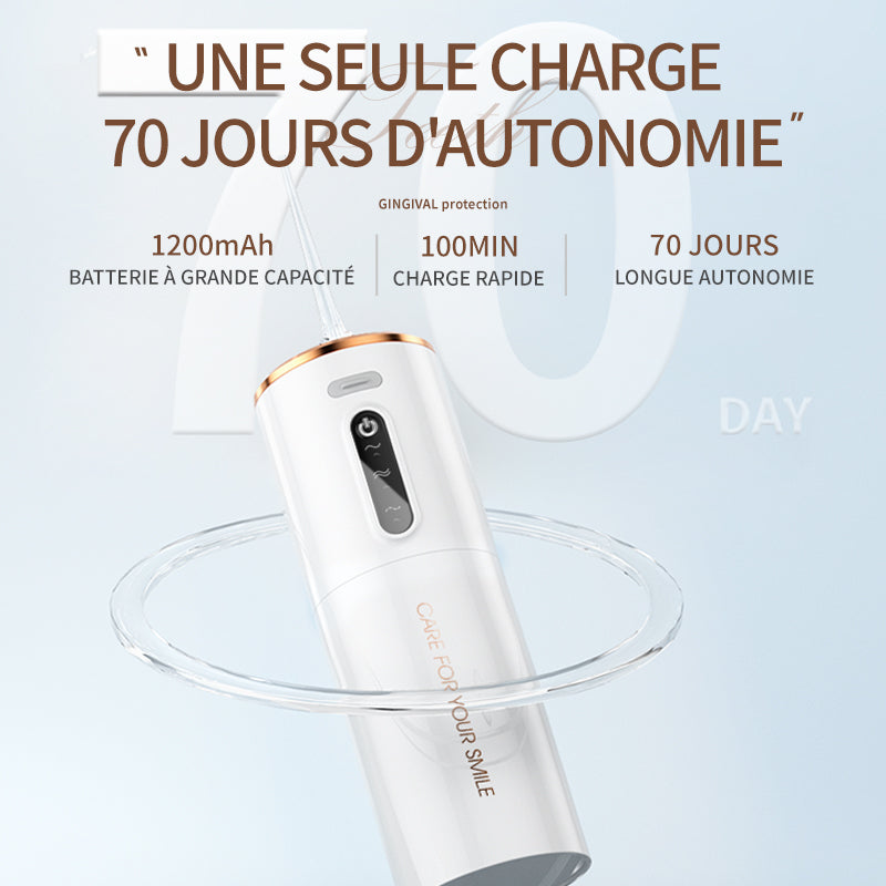 Rushi R-B31 Hydropulseur dentaire électrique, réservoir d’eau 280 ml, batterie 1200 mAh - Blanc