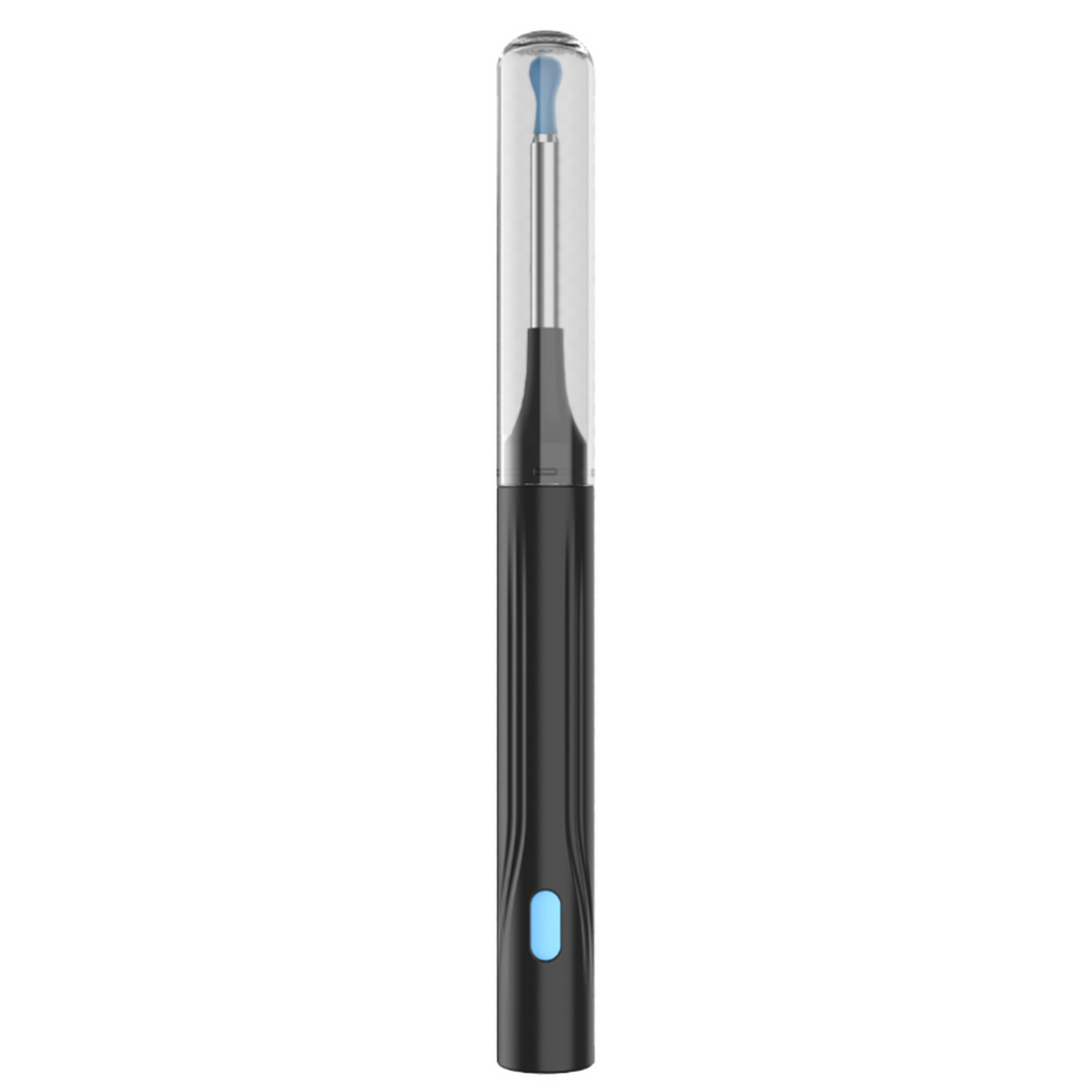 Sunluxy Outil d’extraction de cérumen avec caméra, 10 MP HD, 7 kits, 6 lumières LED, embouts en silicone souple, étanche IPX5, rechargeable type-C, compatible iOS et Android – H1, noir