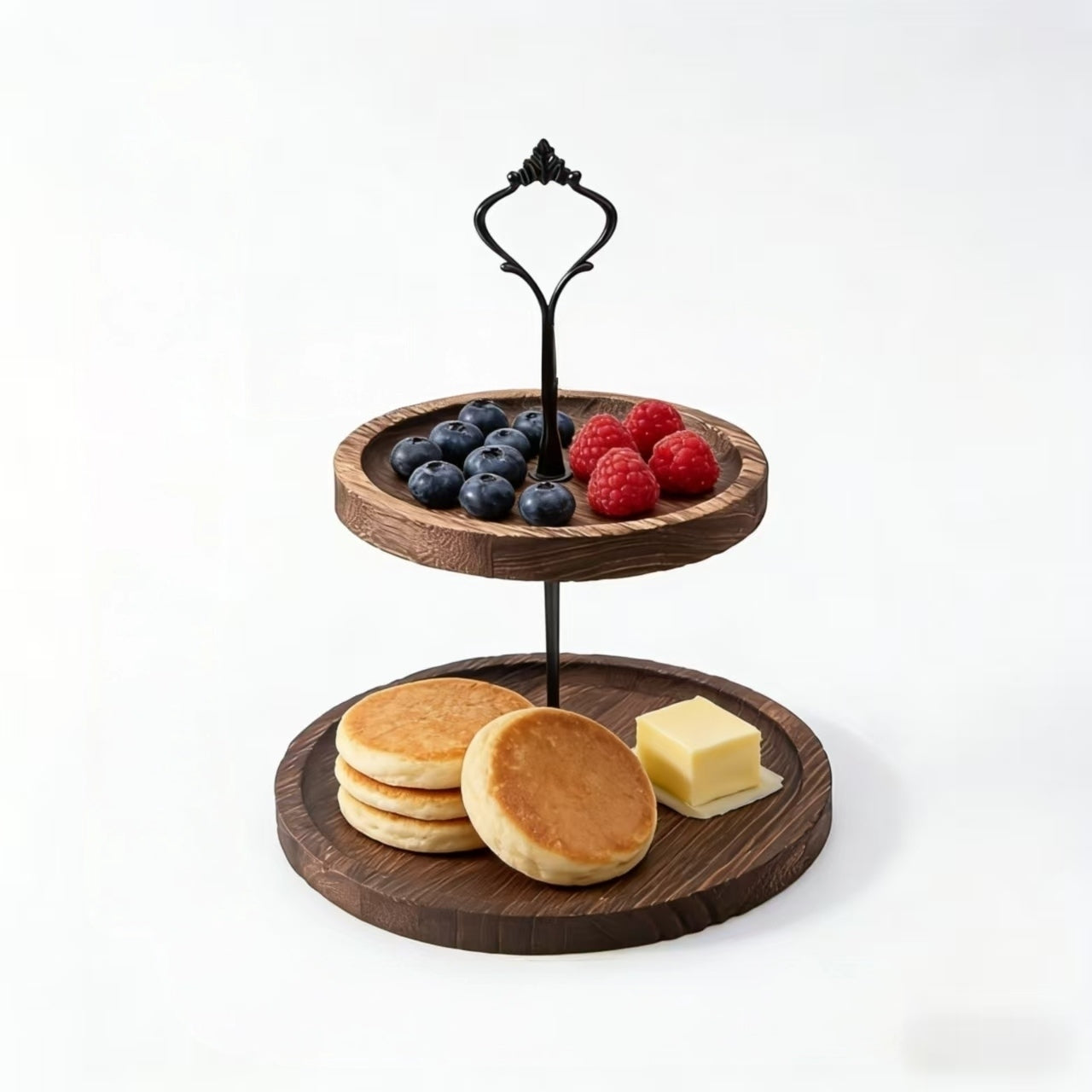 YumiPLUS Présentoir à cupcakes en bois à 2 niveaux, 1 ensemble