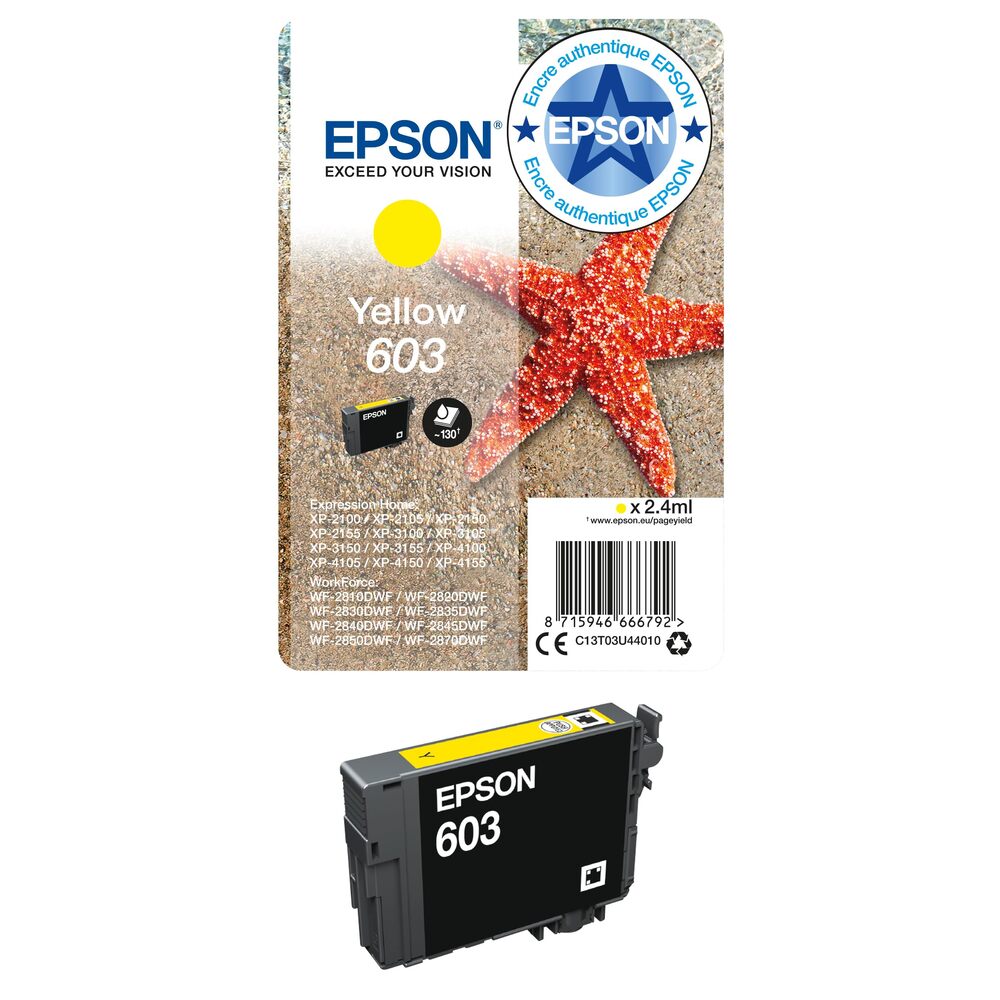 Epson Cartouche d’encre jaune 603, Pack individuel