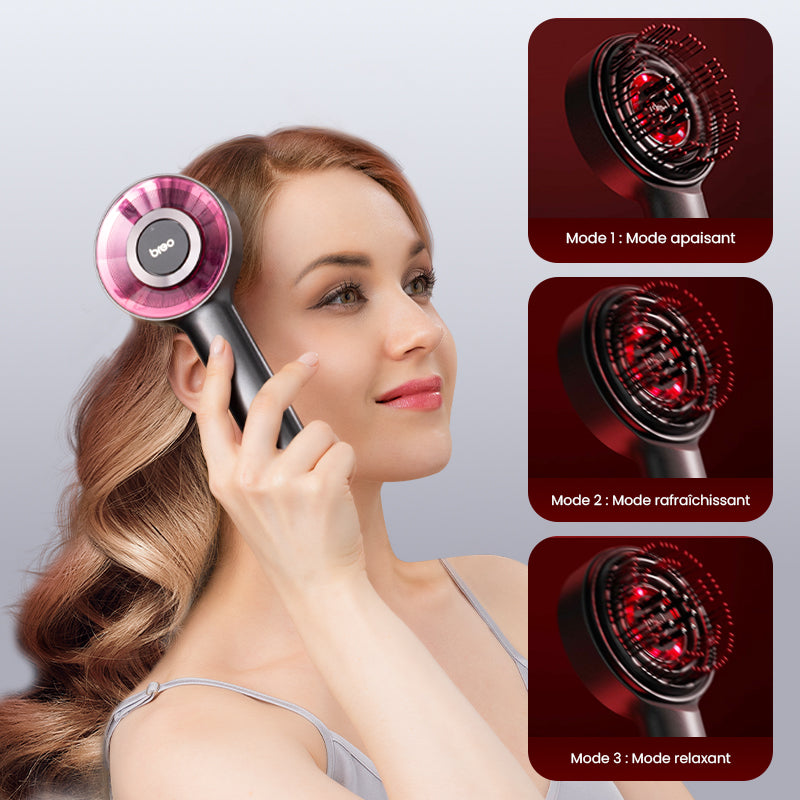 Breo Scalp3 Brosse de massage shiatsu électrique sans fil pour cuir chevelu étanche IPX7