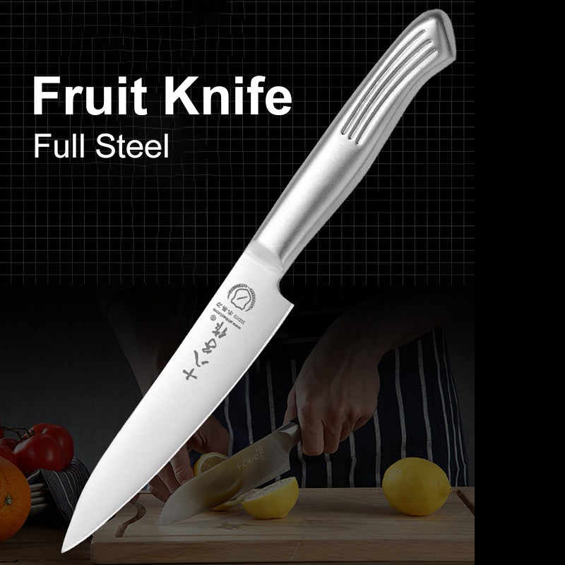 SHI BA ZI ZUO Couteau à fruits en acier inoxydable, manche unique, ensemble cadeau, couteau à éplucher les melons domestique