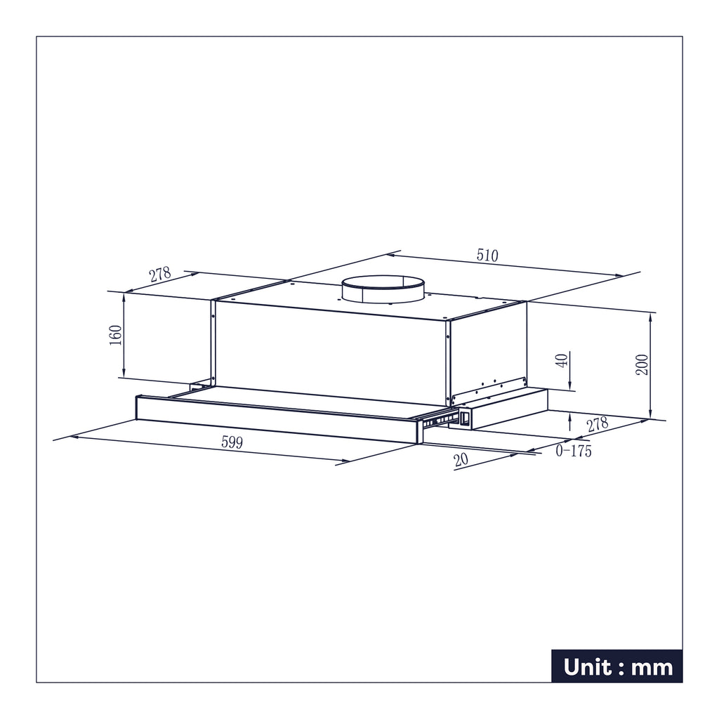 CIARRA Hotte aspirante télescopique sous meuble 60 cm, Puissante 370 m³/h, Argent, Classe énergétique A++