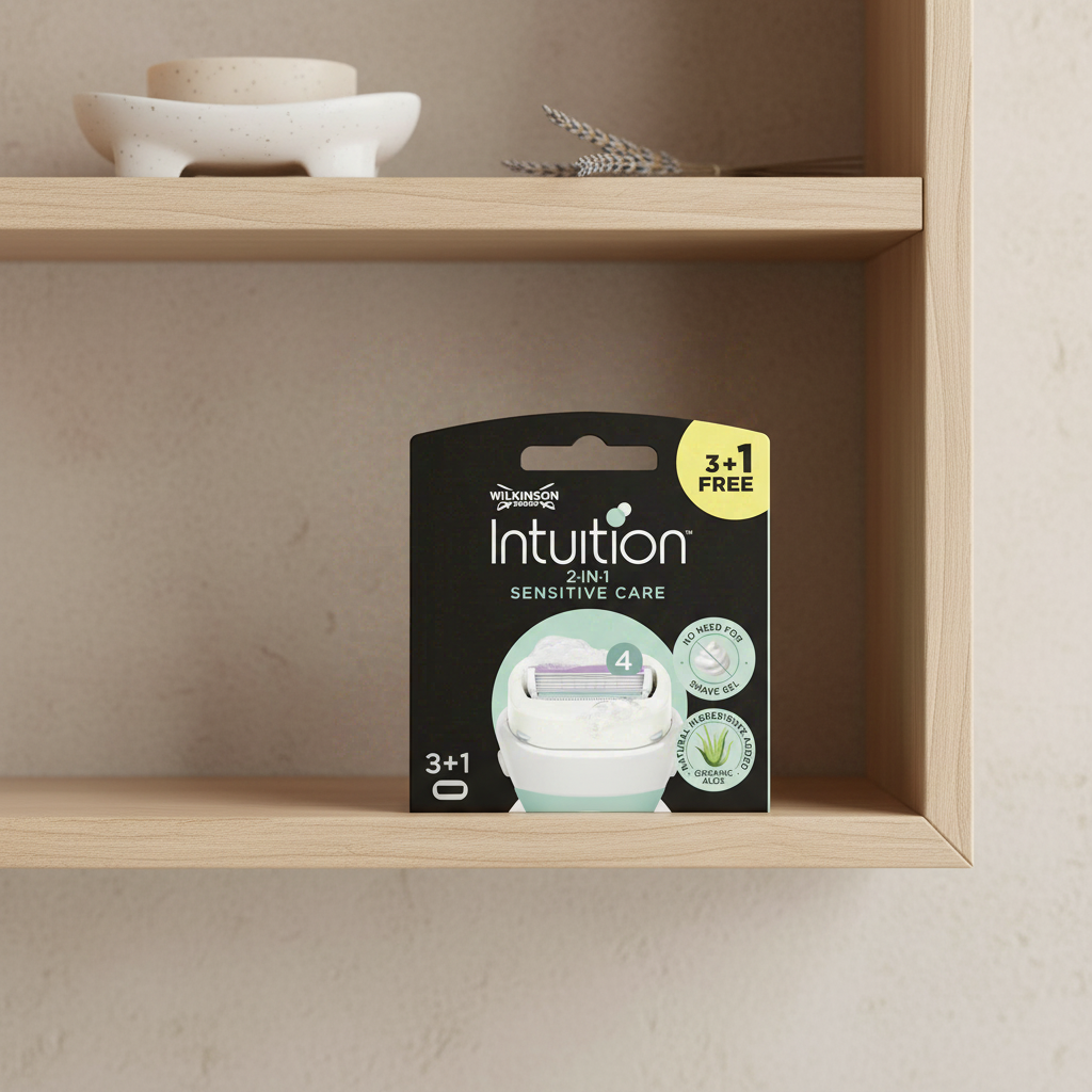 WILKINSON SWORD Intuition Sensitive Care 2-en-1 - Pack de 1 Rasoir et 3 Recharges de lames
