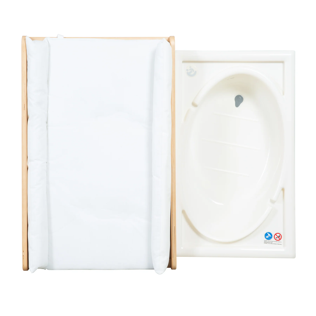 roba Table extensible bain et change 'Baby Pool' avec baignoire (Bois naturel / Tapis blanc)