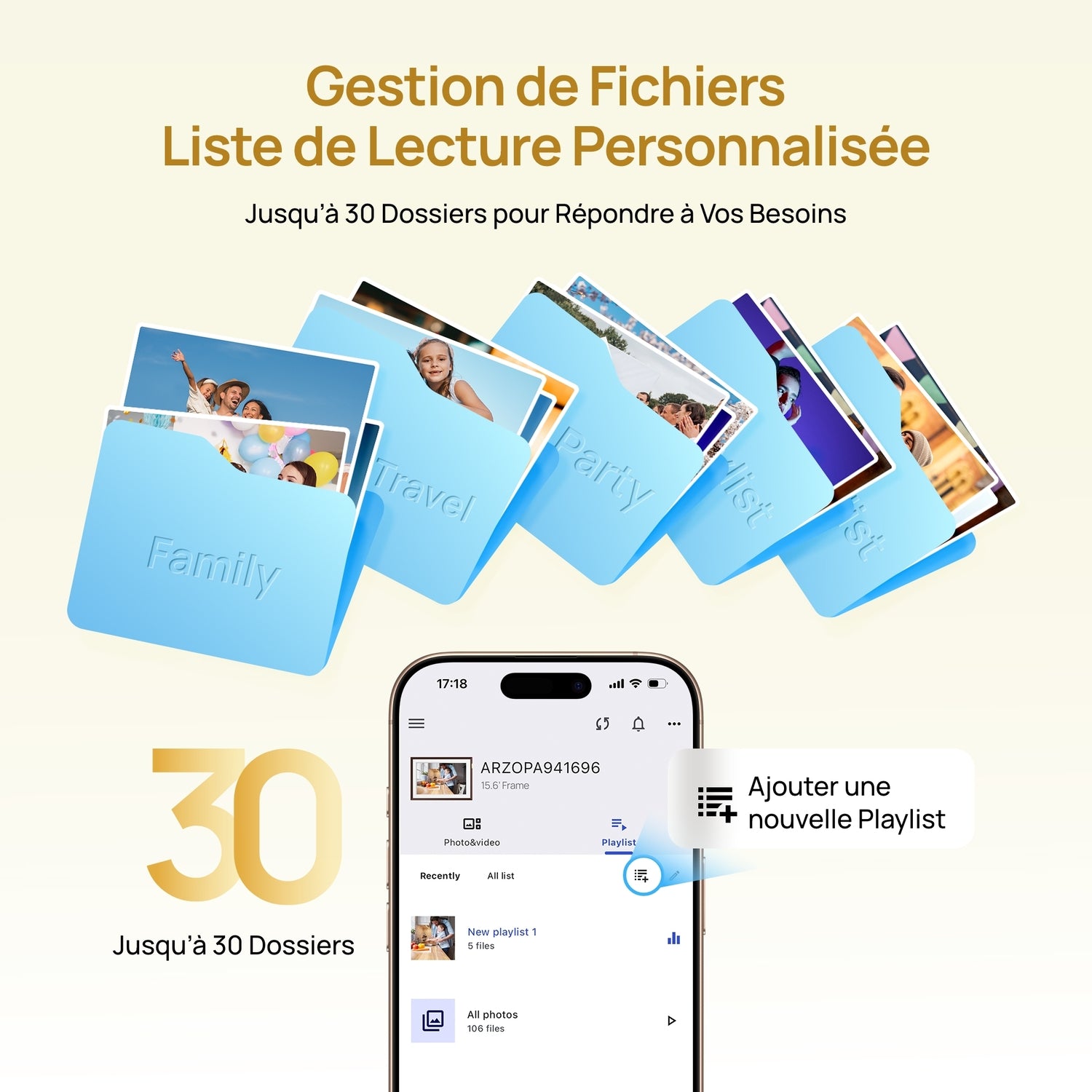 ARZOPA D10 Cadre photo numérique en métal 10,1 pouces, Stockage cloud gratuit, Cadre photo Wi-Fi, Écran tactile HD numérique, Sans abonnement, Partage photos vidéos, Carte de vœux individuelle à offrir en cadeau - D10 Or