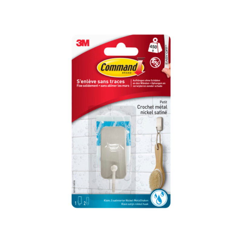 3M Command™ Double crochet – Nickel satiné