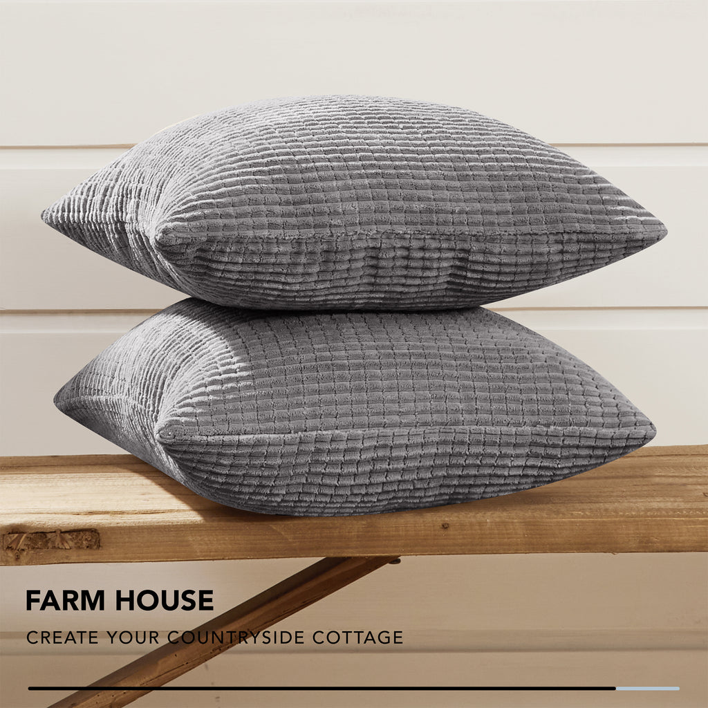 Deconovo Housse en velours pour coussin - Gris clair - 45 x 45 cm - 1 pièce