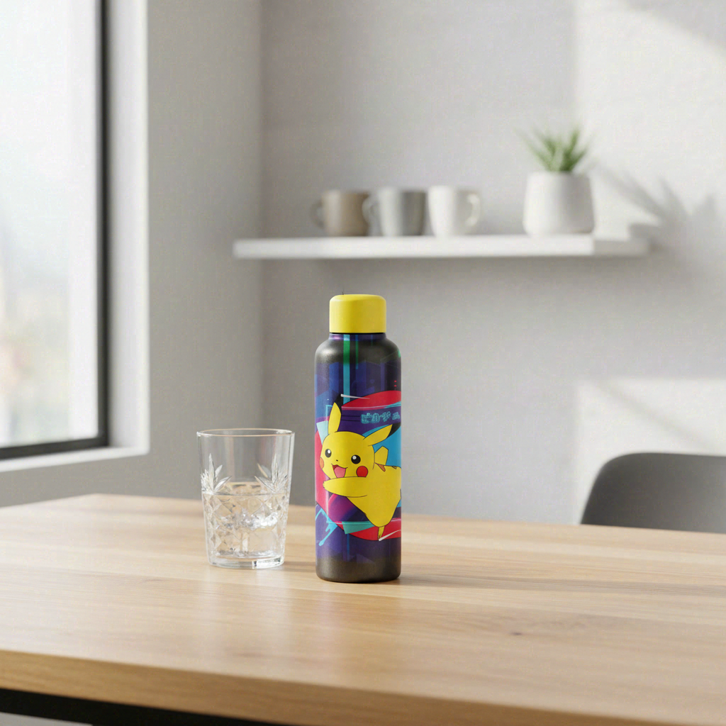 Stor Pokémon Bouteille isotherme en acier inoxydable 515 ml, Motif Pikachu, Noir