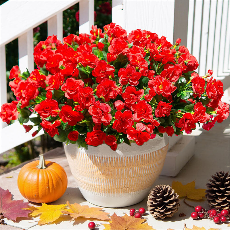 Yuejia Lot de 6 bouquets de fleurs artificielles en soie camélia rouge - 38 cm