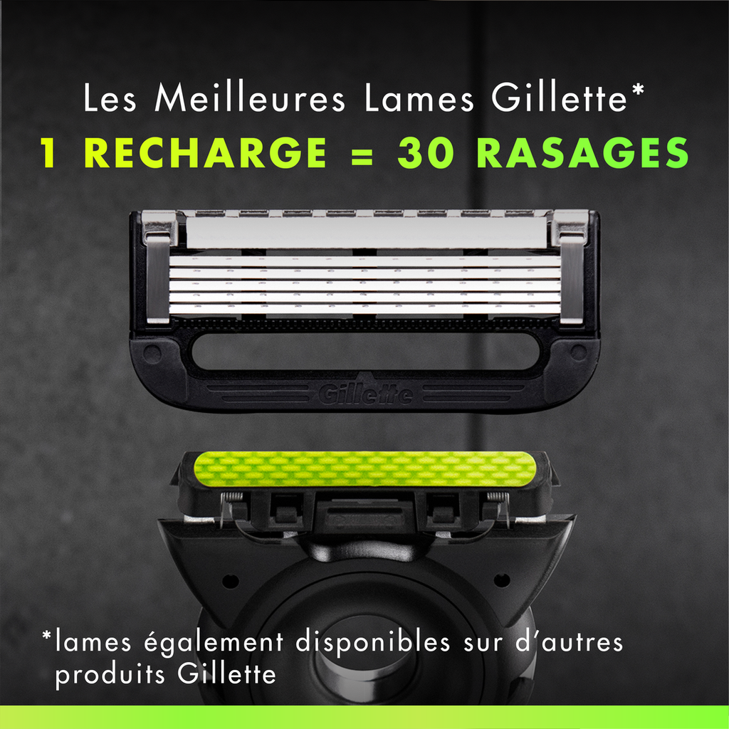 Gillette Labs Rasoir Homme, avec 1 Recharge, Noir | Manche Réutilisable en Métal, Cartouche de Rechange à Lames Affutées, Tête Flexible, Rasage Efficace, Socle Magnétique