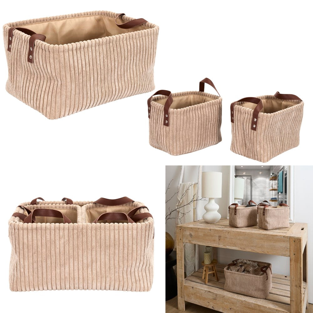 HOME DECO FACTORY Paniers de rangement taupe, lot de 3, hauteur 20 cm