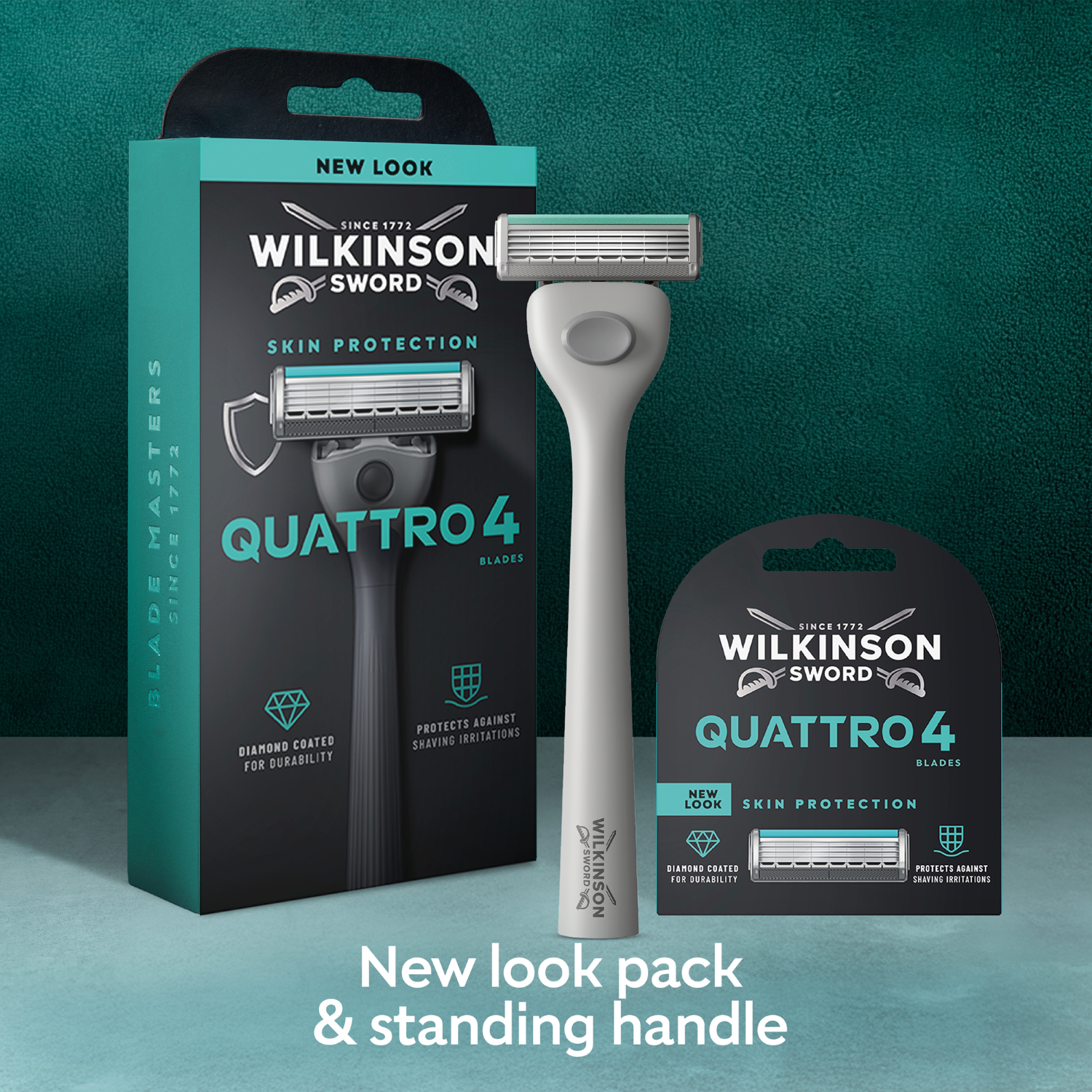 Wilkinson Sword Quattro - Rasoir pour Homme - 1 Manche + 1 Recharge