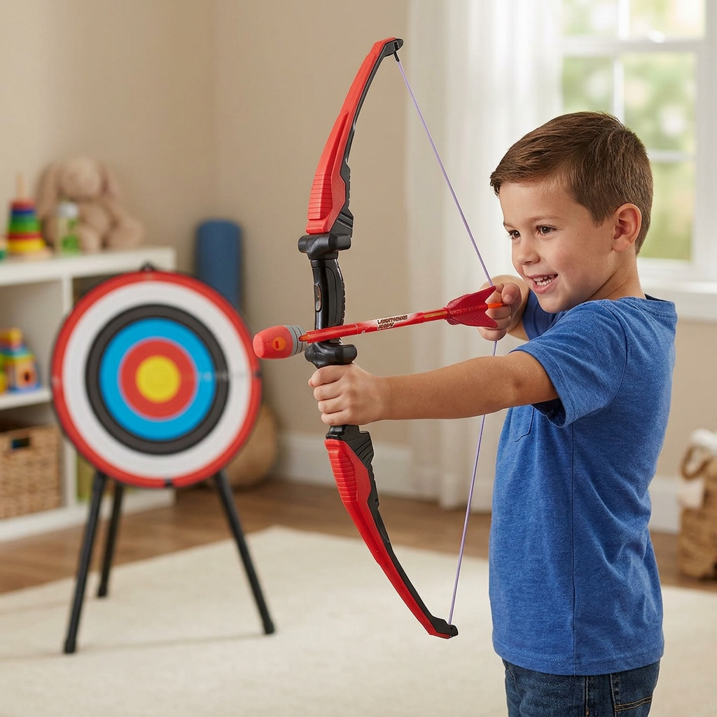 Kit Arc et Flèches LED pour Enfant avec Sifflement, ABS Sécurisé, Jouet Extérieur, dès 6 ans