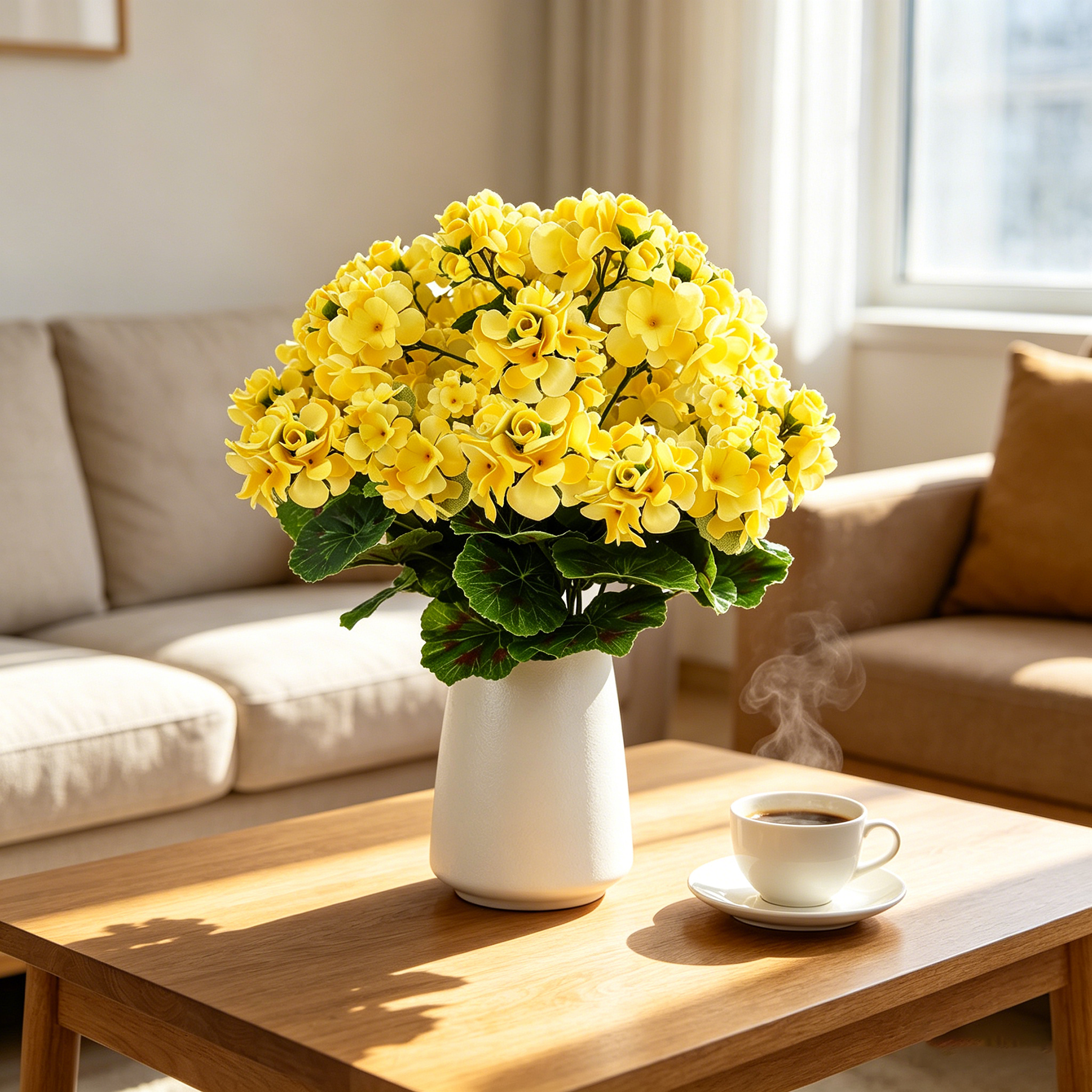 Yuejia 4 Pièces 14 Pouces / 35,56 cm Géraniums Artificiels, Fleurs Artificielles en Soie Utilisées pour Décoration d'Intérieur, Extérieur Jardin, Terrasse, Vase, Décoration de Table