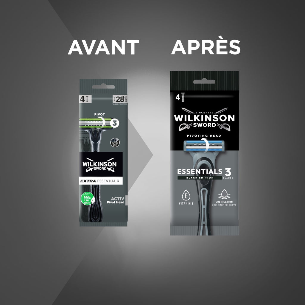 WILKINSON SWORD Essential 3 Black - Rasoirs Jetables Pour Homme - x 12