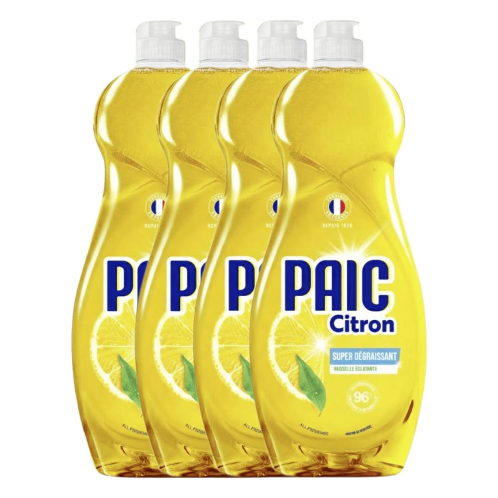 Paic Liquide Vaisselle Super Dégraissant, Citron, 4 x 750 ml (= 3 L)
