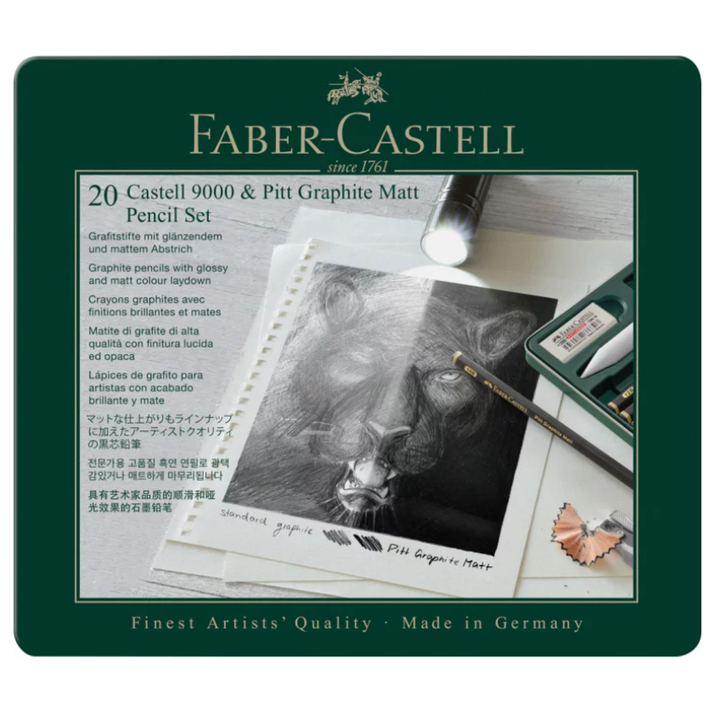 Faber-Castell Boîte de 20 crayons Castell 9000 & Pitt Graphite Matt
