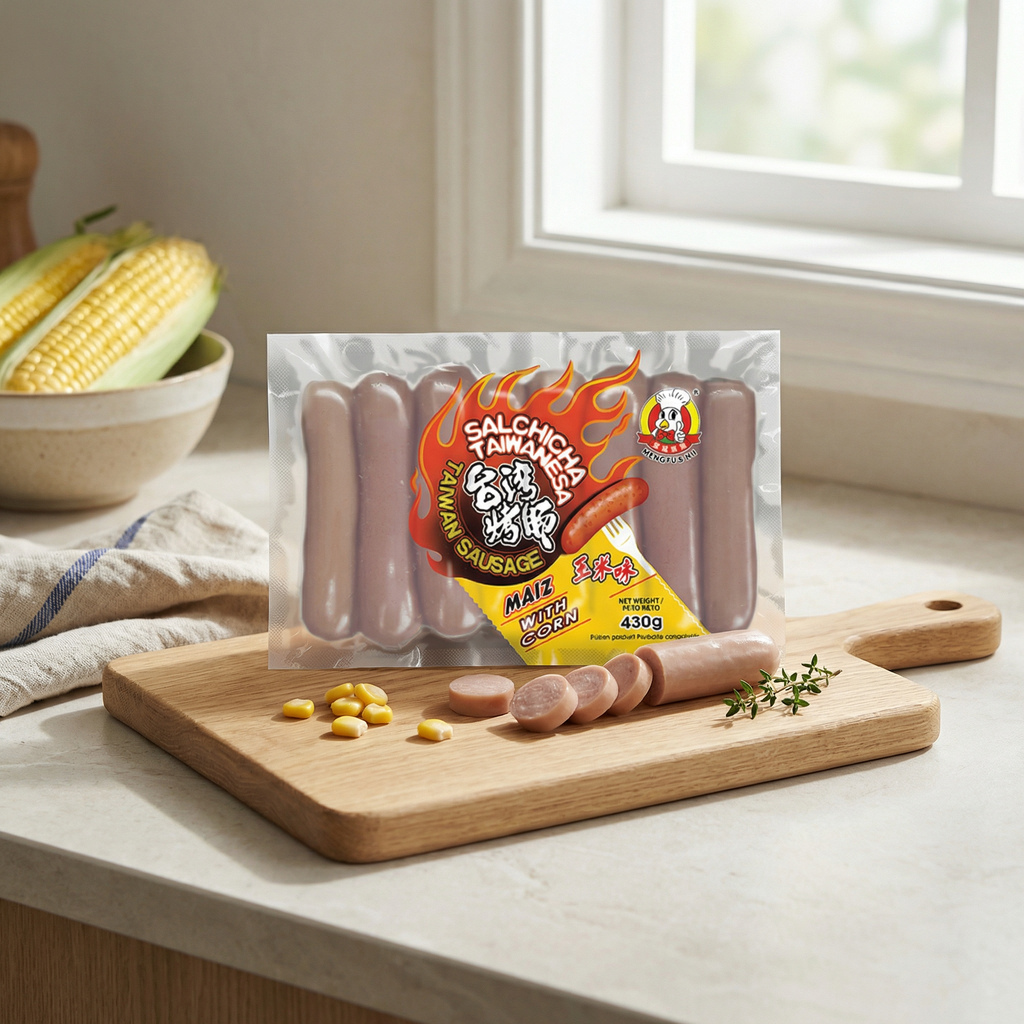 Meng Fu Saucisses de Taïwan au maïs 430 g/boîte