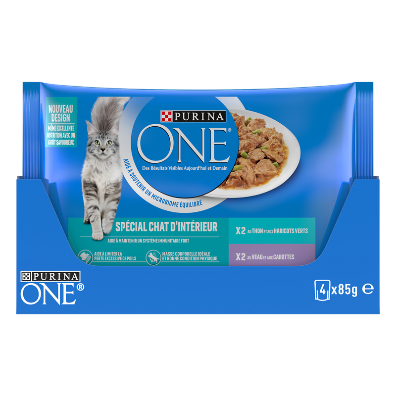 PURINA ONE Bifensis Sachets Fraîcheur pour Chat Adulte au Veau et au Thon (4 x 85g)