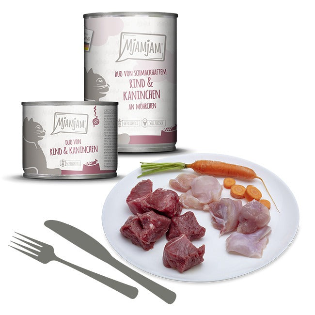 [Peut être servi frais pour l'été] MjAMjAM Duo de nourriture humide pour chat bœuf lapin carotte - 400 g x 6