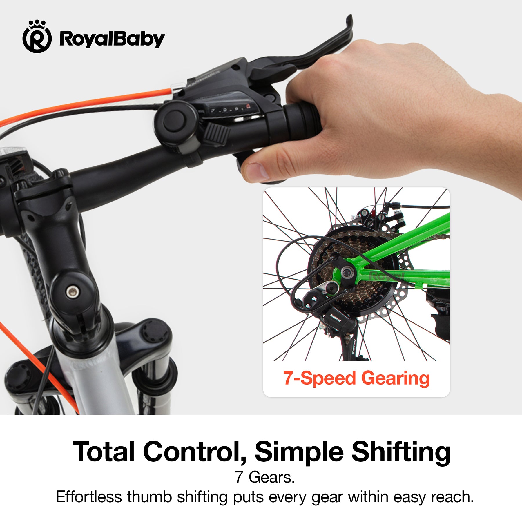 RoyalBaby Vélo pour enfants RS7 26 pouces Gris vert, Poids net 15,9 kg