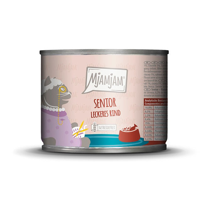 MjAMJAM Nourriture humide pour chat senior au bœuf 200 g