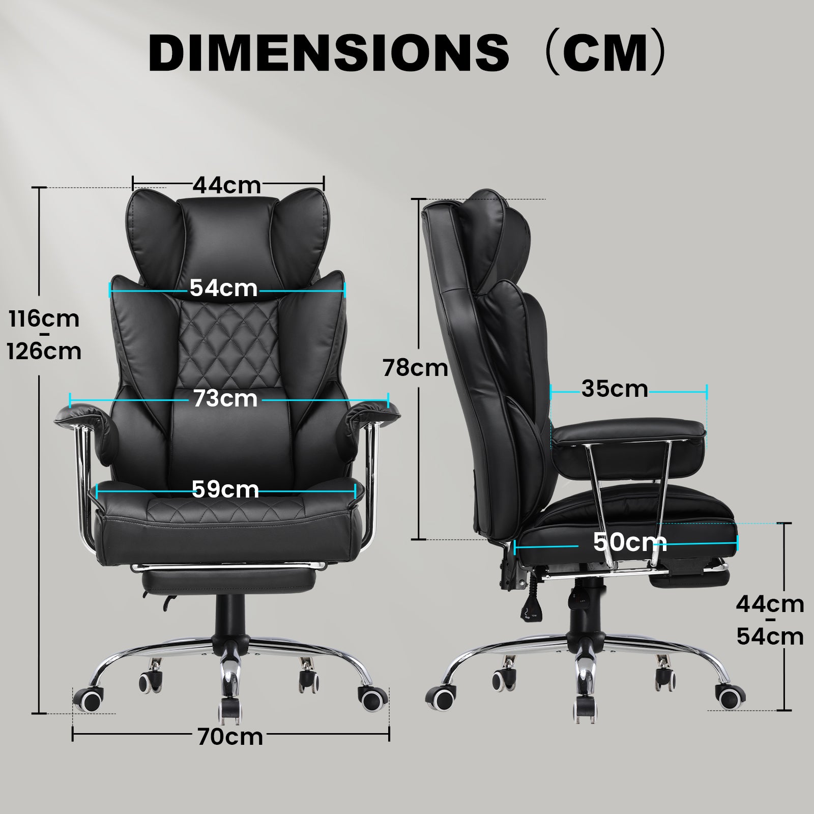 GTPLAYER Chaise Gaming - Fauteuil de Bureau Exécutif avec Repose-Pieds, Ergonomique, Dossier Haut, Support Lombaire, Inclinable, Pivotante, Robustesse Haute, Noir