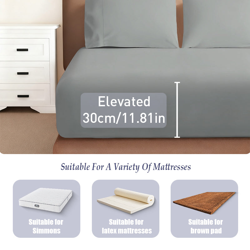 LeBonsoir Drap-housse 150 x 200 cm, hauteur de poche 30 cm, 100 % coton, bords élastiques anti-effilochage - Gris clair