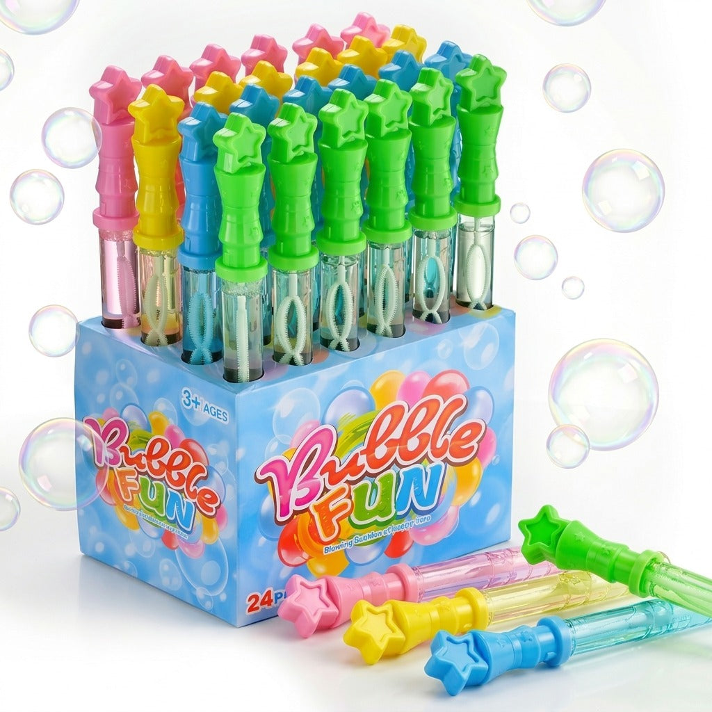 Jouet de Grandes Baguettes à Bulles pour Enfants, 24 Pièces, Baguette à Bulles Magique Étoile de 14,8 Pouces (Grande Capacité de 120 ml), Cadeaux de Fête d'Eau à Bulles en Vrac