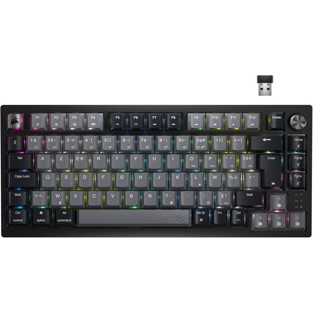 Corsair K65 Plus Clavier Gaming Mécanique (MLX Red) sans fil RGB 75% - AZERTY - Noir