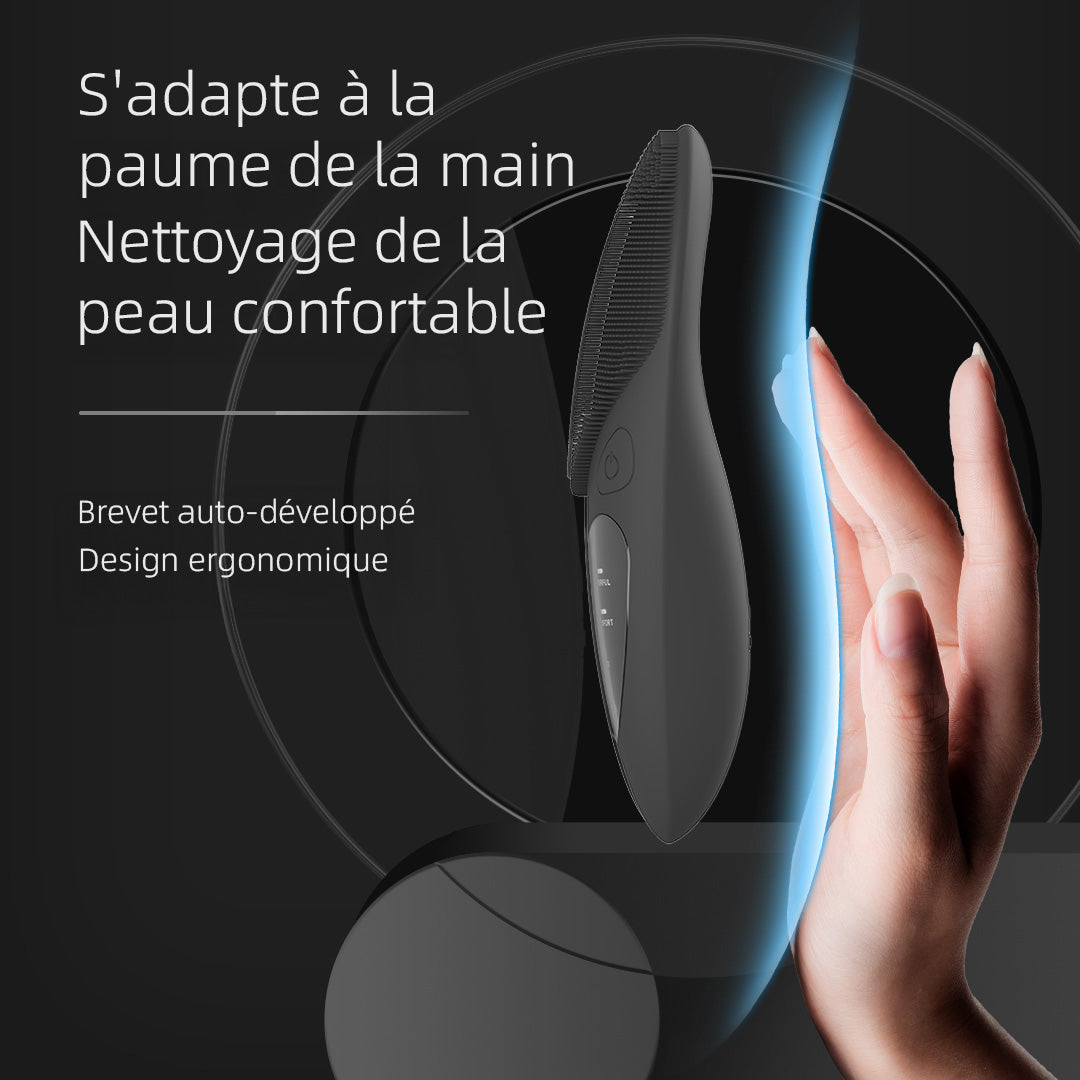 Sunluxy JMY-05 Brosse nettoyante pour le visage, grand écran affichant la puissance et le mode, nettoyage, massage et compresse chaude trois-en-un, soin des yeux à température constante, appareil de beauté à domicile, noir