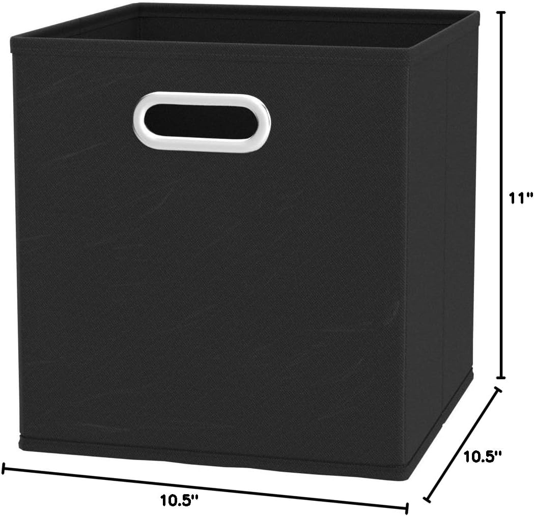 ANQI Lot de 6 boîtes de rangement cubes pliables noir - 26,5 x 26,5 x 28 cm