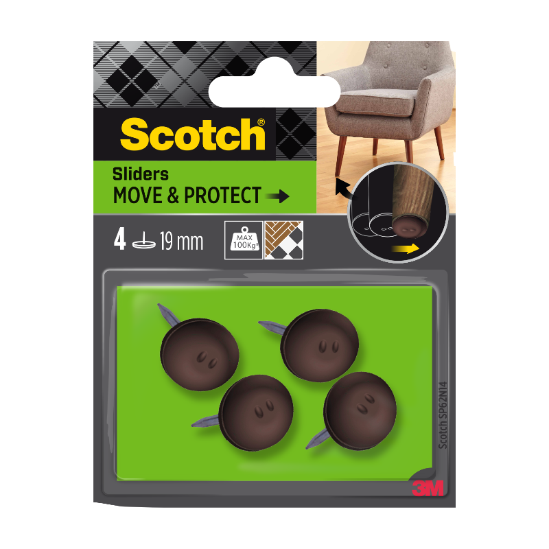 Scotch® Patin glisseur alvéolé à clouer Marron Ø 19 mm