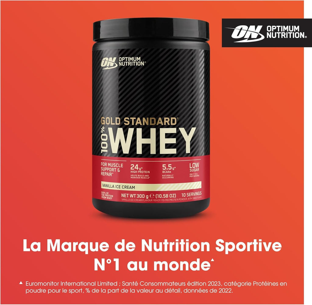 Optimum Nutrition Gold Standard 100% Whey Protein, saveur glace vanille 300g (10 portions)