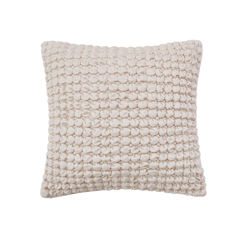 MEROPE, Housse de coussin en polyester seersucker, 50x50 cm, kaki, lot de 1
