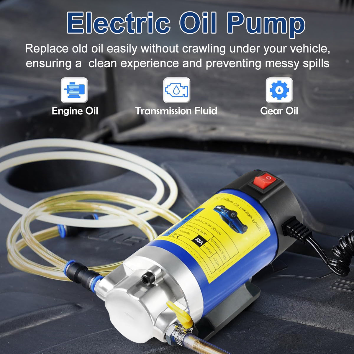 EAFC Pompe à huile portable 12 V, débit 1 à 4 l/min avec extraction-aspiration de liquide pour voitures, motos et bateaux