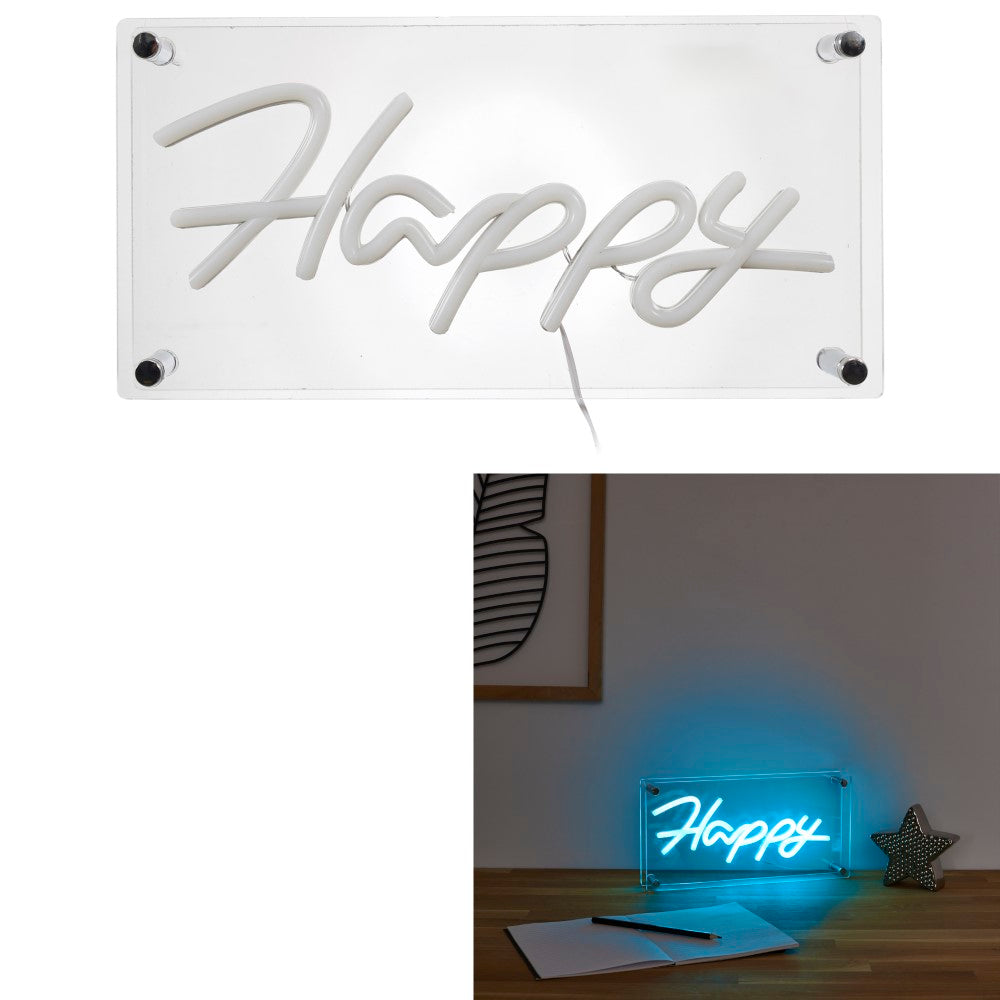 HOME DECO FACTORY Lampe en acrylique effet néon HAPPY