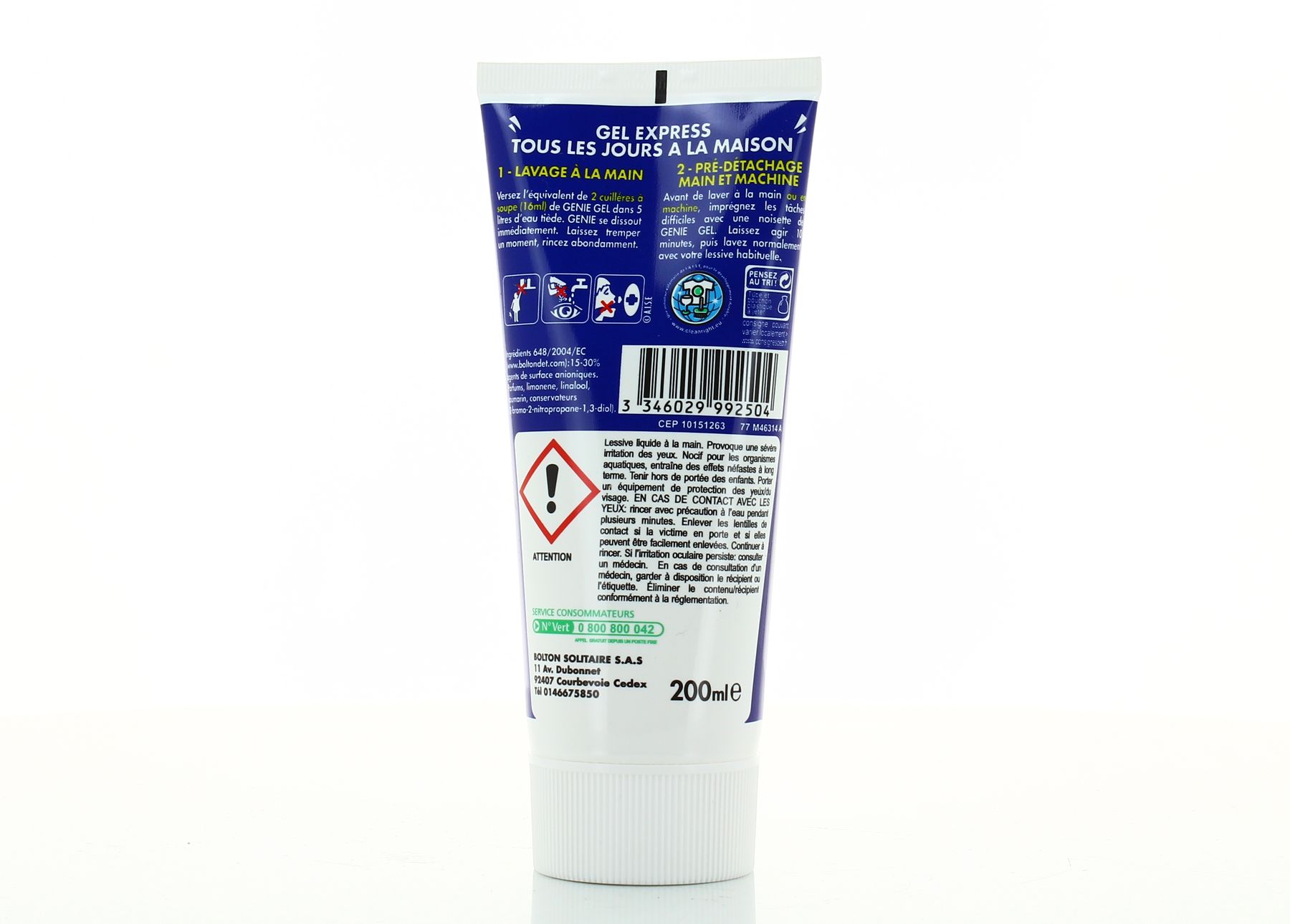 GENIE Lessive gel lavage à la main pour textiles délicats, soie et laine 200 ml