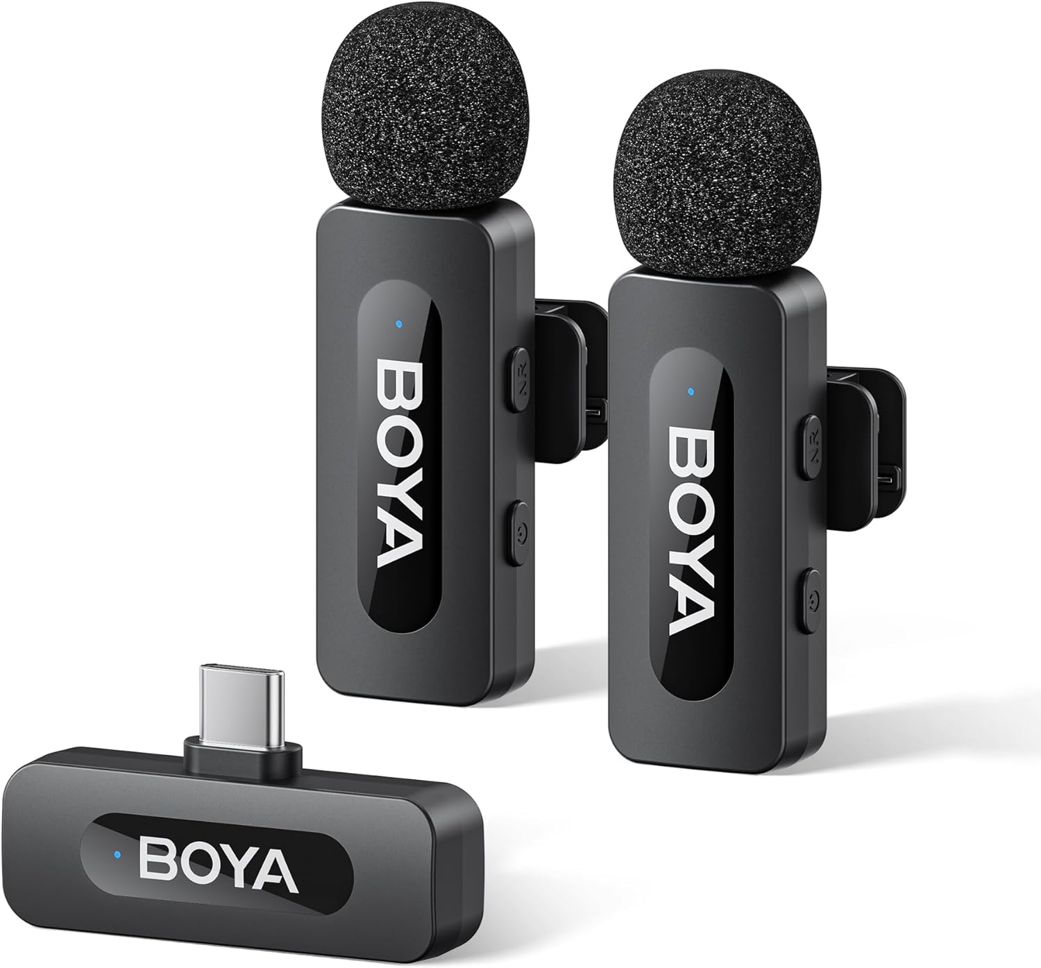 BOYA BY-V20 V2.0 Microphone sans fil USB-C pour iPhone 16/17, Android avec Réduction du bruit en un clic, Autonomie 9 h 2 TX+1 RX