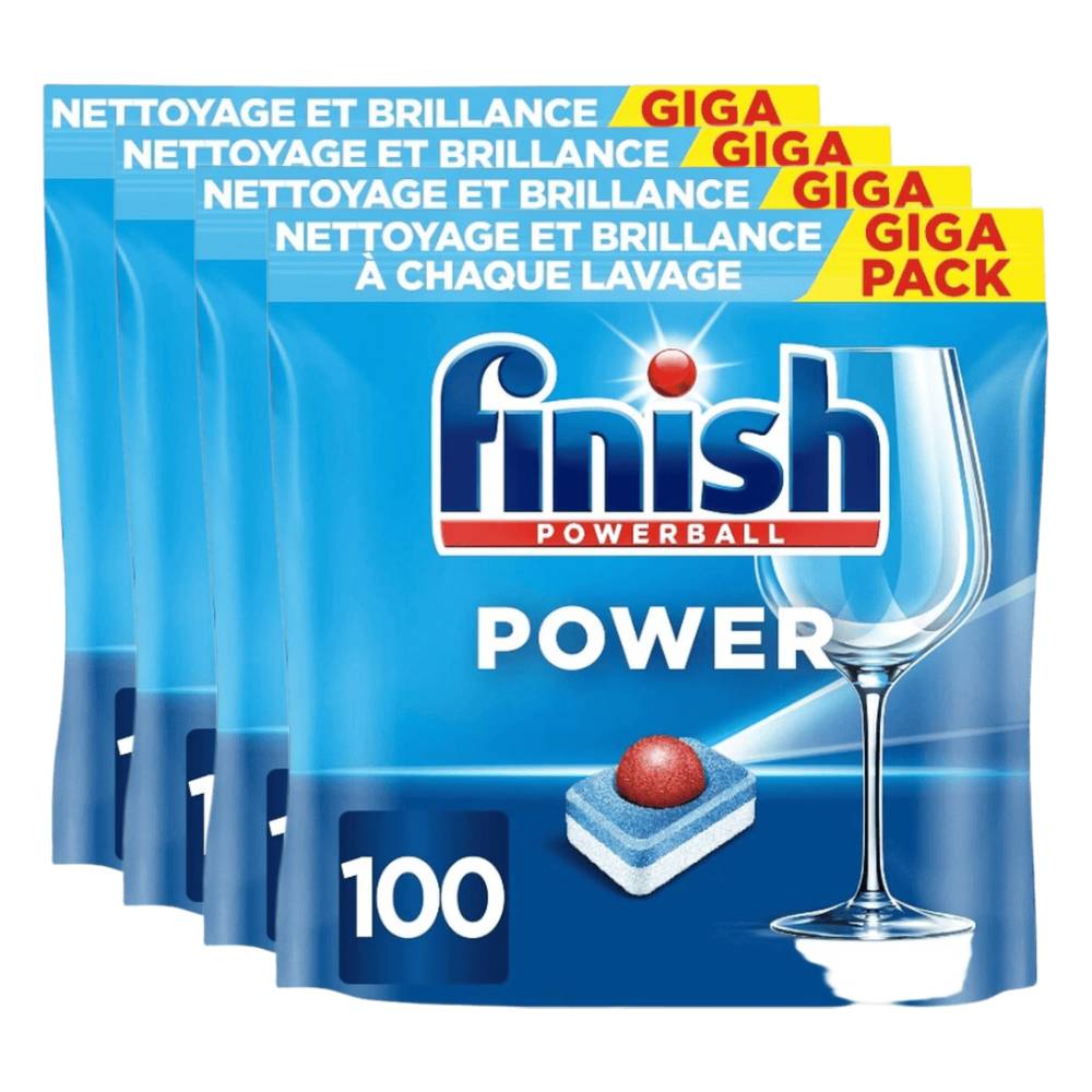 Finish Power All-in-1 Tablettes Lave-vaisselle, Sans Parfum, 4 x 100 Tablettes (= 400 Tablettes)