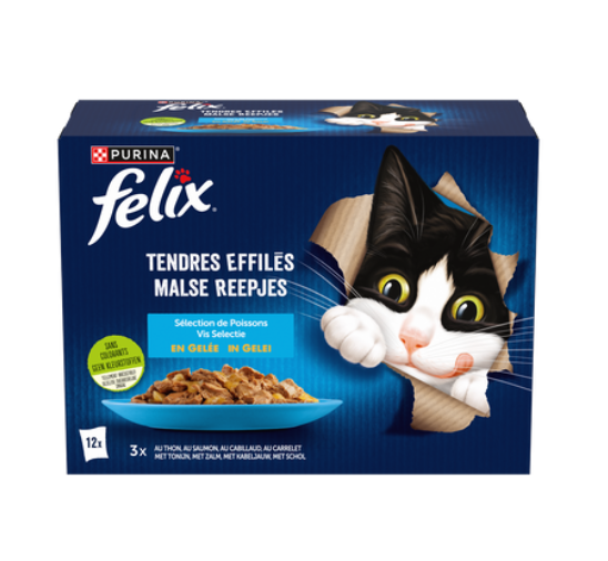 Felix Filets de poisson en gelée Sélection de poissons Aliment pour chat - 12 x 85 g