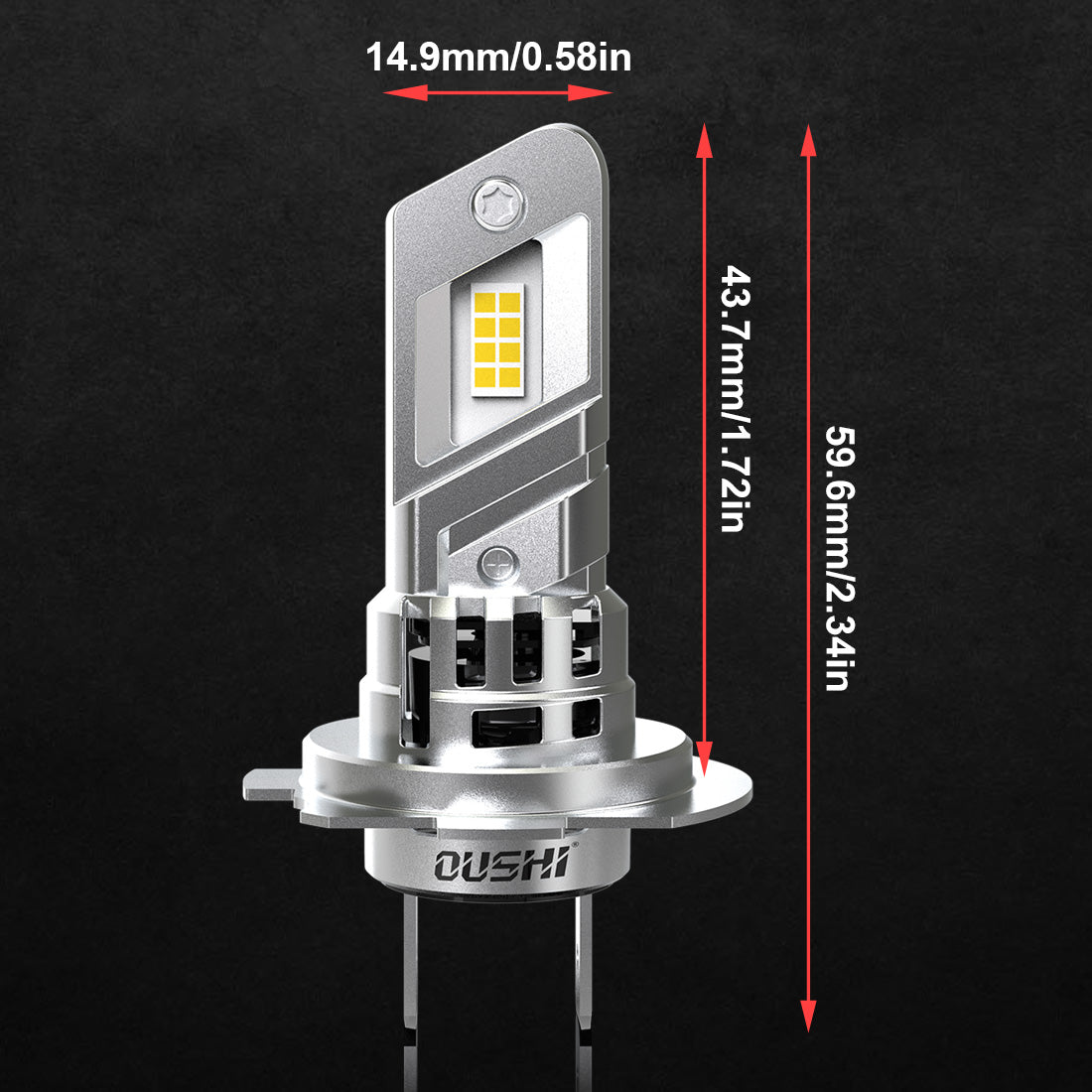 OUSHI Ampoules LED H7 pour phares, amélioration 600 %, blanc xénon 6500 K, taille mini 1:1, 30 000 lm, plug & play, pack de 2