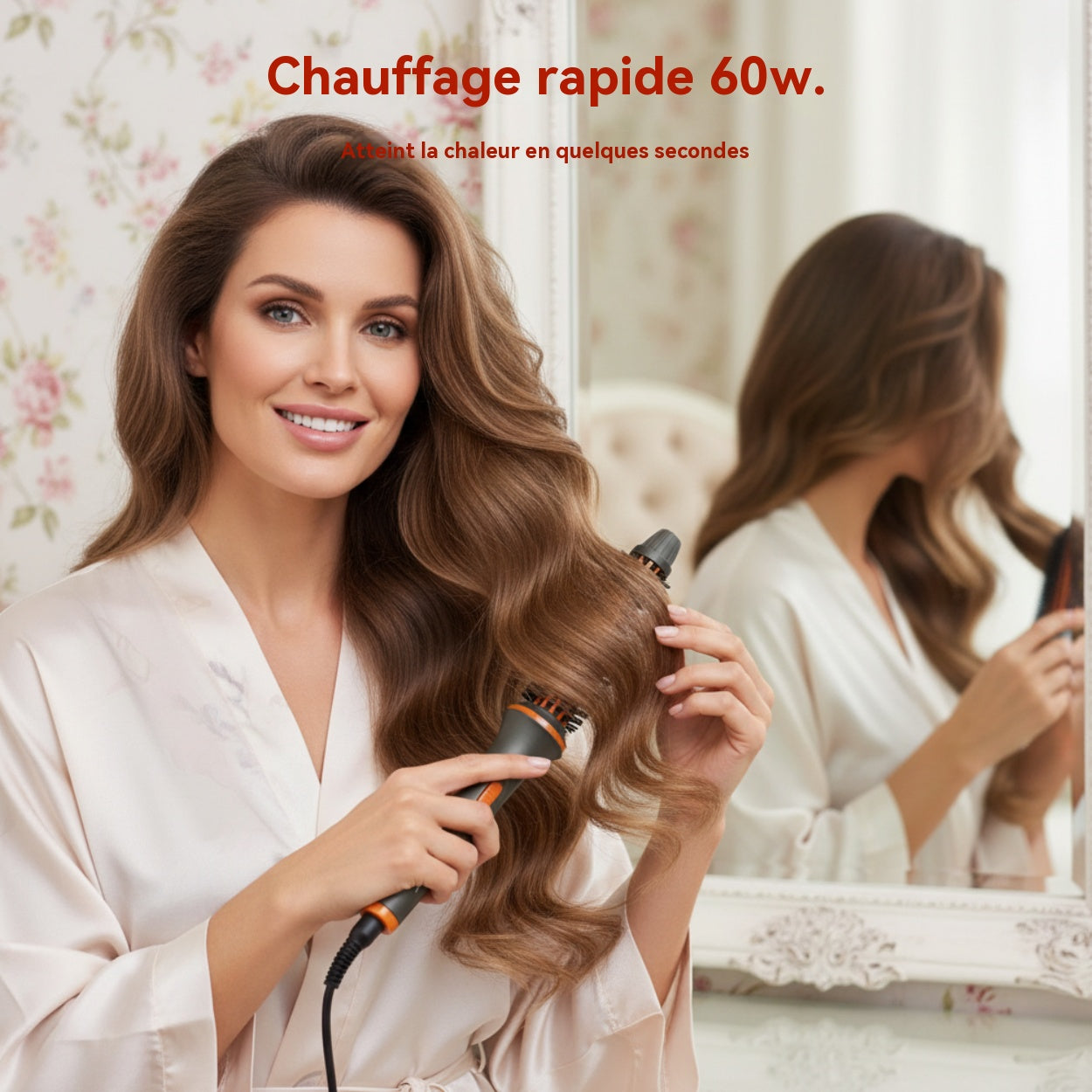 RAF Brosse à boucler lissante 2-en-1 60 W chauffage PTC rapide revêtement céramique pour femmes coiffage quotidien à domicile