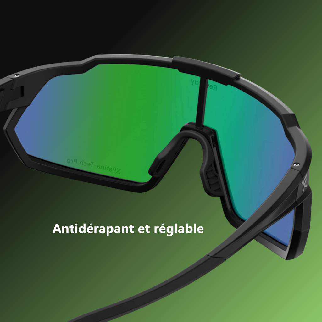 Revoray Y1 Lunettes de soleil de cyclisme avec verres polarisés TAC haute définition, monture TR90 ultra-légère 33 g, protection UV 400, revêtement hydrophobe et oléophobe - Vert