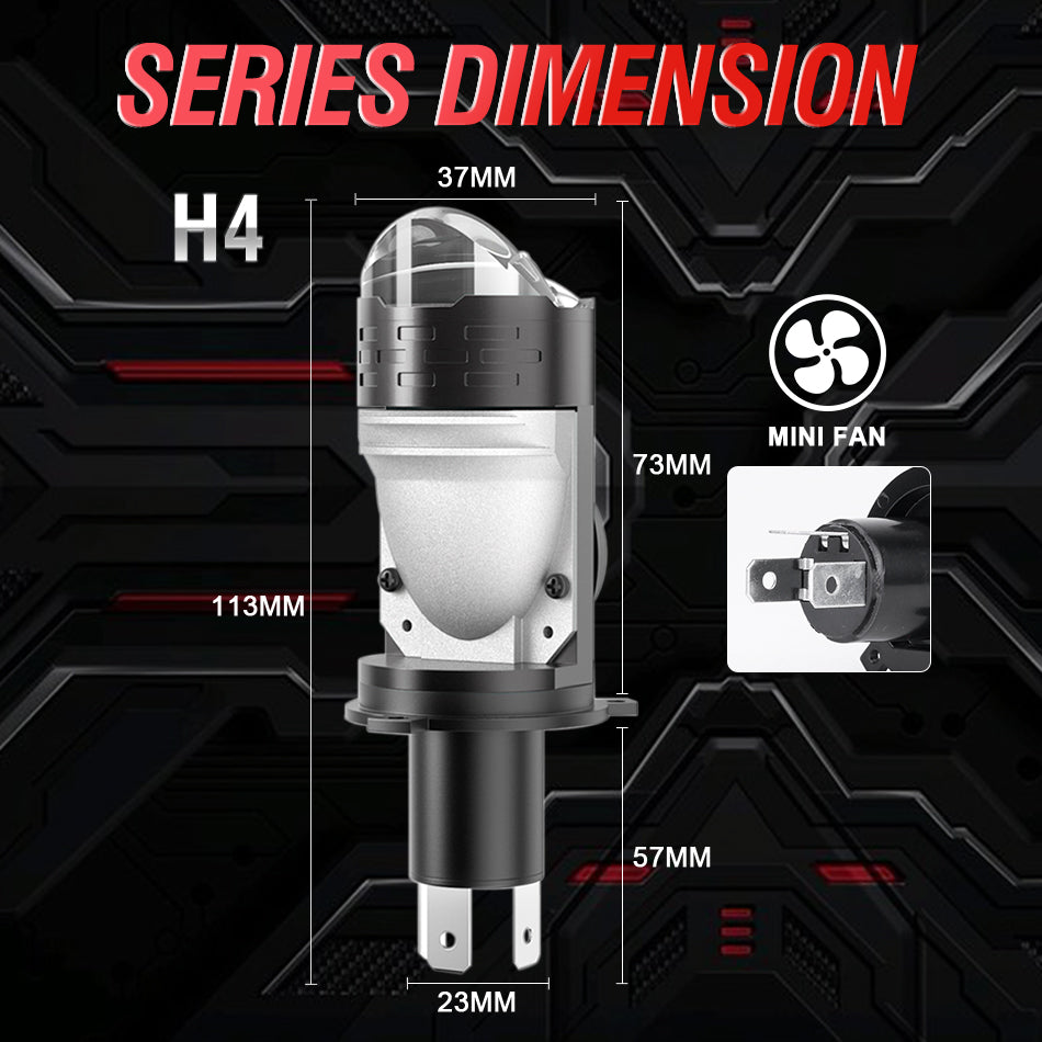 Bullvision Ampoules LED H4, H4 feux de croisement et de route, luminosité de 20 000 lm, 300 % plus lumineux, blanc 6000 K, installation Plug & Play, lot de 1