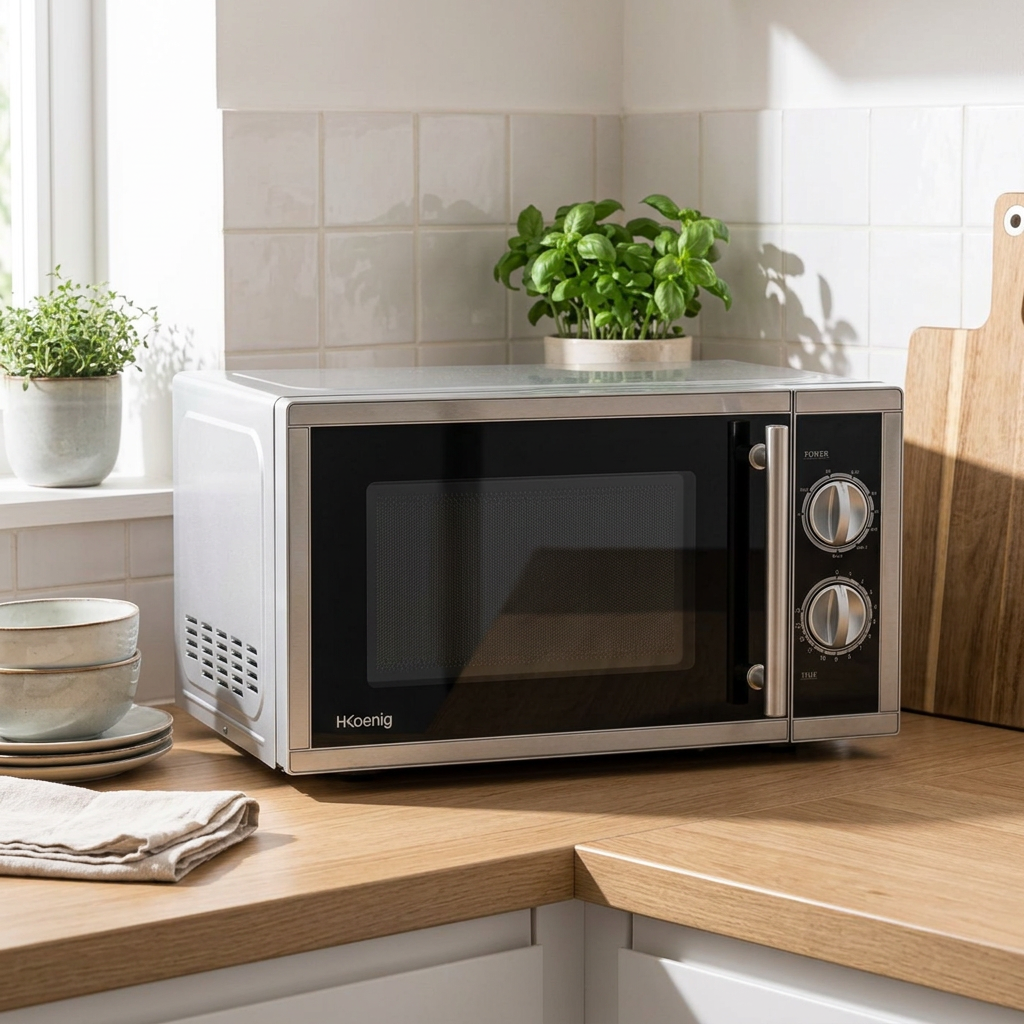 Hkoenig VIO7 Micro-ondes en pose libre - 900 W - Acier inoxydable - 23 L