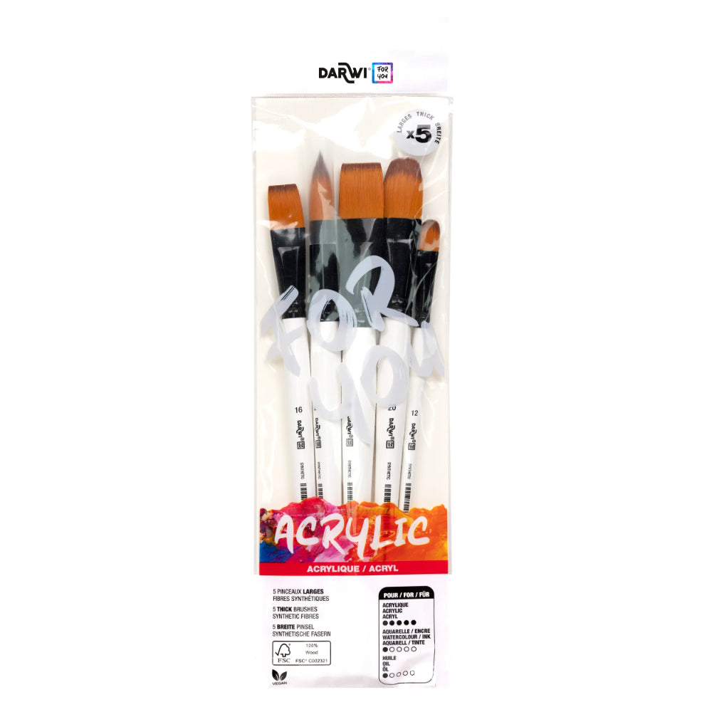CLAIREFONTAINE DFY Set de 5 pinceaux larges