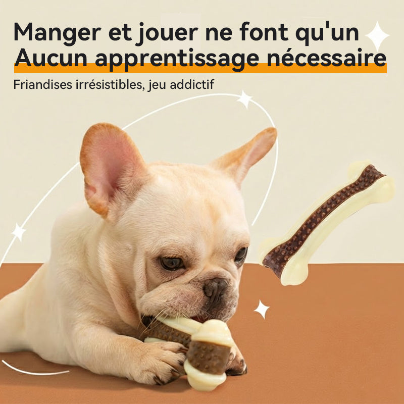 Blinkit Jouet à mâcher pour chien, Jouet résistant aux morsures en cuir de vachette robuste et nylon pour chiens mâcheurs intensifs, Jouet de nettoyage dentaire