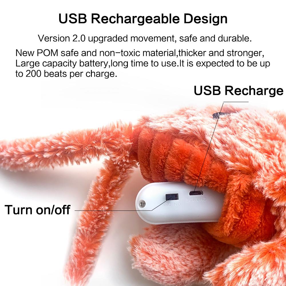 Petgravity Jouet interactif homard culbuto pour chat, Recharge USB-C, Peluche, Bébé animal de compagnie